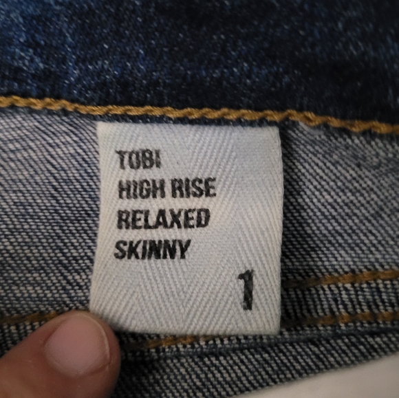 EUNINA | Tobi high rise relaxed skinny distressed destroyed denim jeans - Picture 7 of 9